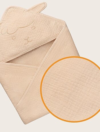 Toalla con capucha de muselina - LIONELO - 100% natural - 80 x 80 cm - Desde el primer día de vida