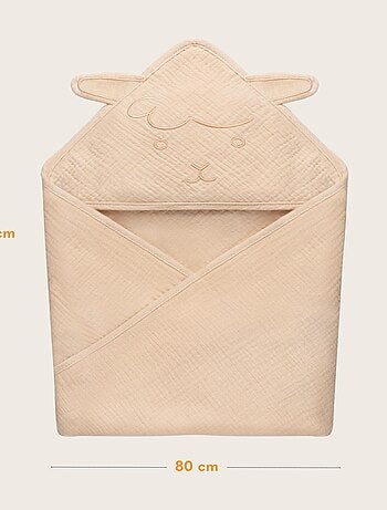 Toalla con capucha de muselina - LIONELO - 100% natural - 80 x 80 cm - Desde el primer día de vida