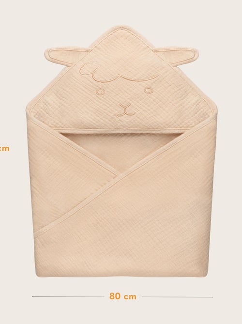 Toalla con capucha de muselina - LIONELO - 100% natural - 80 x 80 cm - Desde el primer día de vida - Kiabi