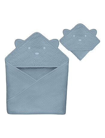 Toalla con capucha de muselina - LIONELO - 100% natural - 80 x 80 cm - Desde el primer día de vida