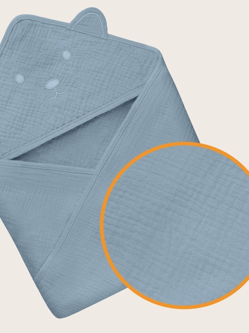 Toalla con capucha de muselina - LIONELO - 100% natural - 80 x 80 cm - Desde el primer día de vida - Kiabi