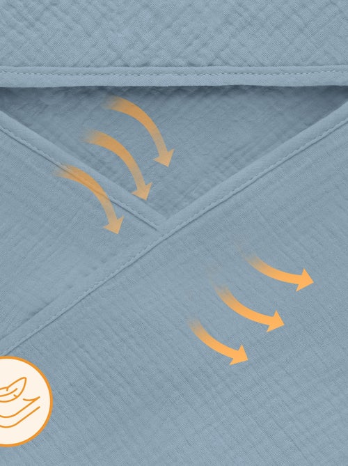 Toalla con capucha de muselina - LIONELO - 100% natural - 80 x 80 cm - Desde el primer día de vida - Kiabi