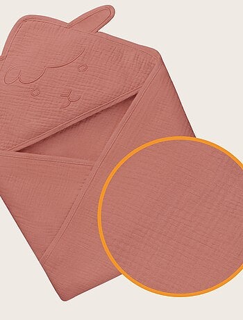 Toalla con capucha de muselina - LIONELO - 100% natural - 80 x 80 cm - Desde el primer día de vida