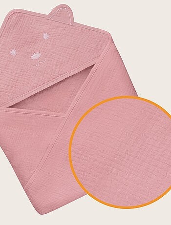 Toalla con capucha de muselina - LIONELO - 100% natural - 80 x 80 cm - Desde el primer día de vida