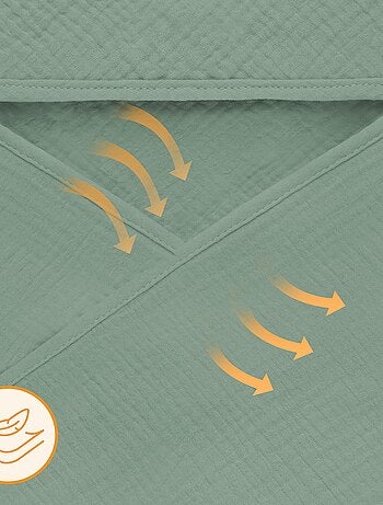 Toalla con capucha de muselina - LIONELO - 100% natural - 80 x 80 cm - Desde el primer día de vida