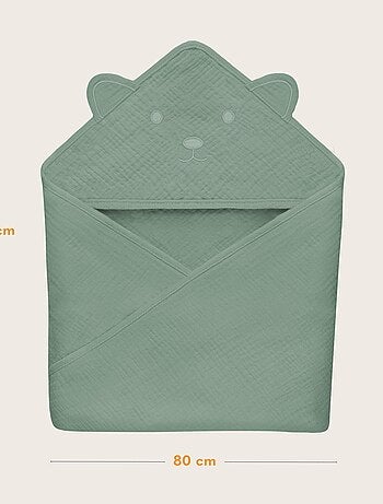 Toalla con capucha de muselina - LIONELO - 100% natural - 80 x 80 cm - Desde el primer día de vida