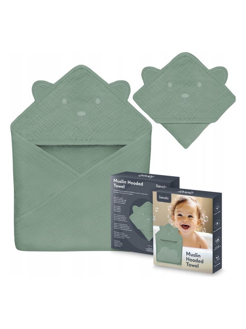 Toalla con capucha de muselina - LIONELO - 100% natural - 80 x 80 cm - Desde el primer día de vida - Kiabi