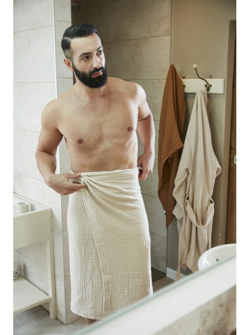 Toalla de baño - cuádruple gasa de algodón 220 g/m² - gaia Camel - Kiabi