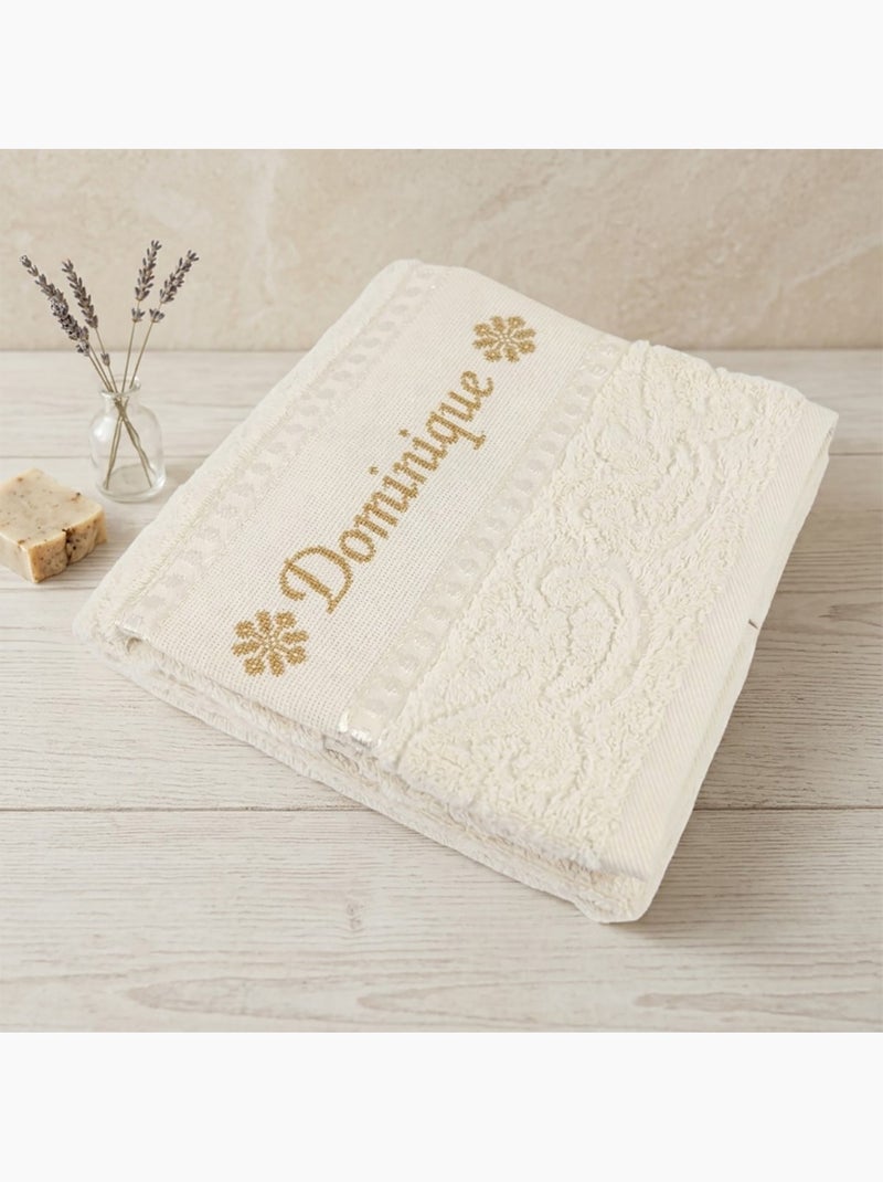 Toalla de baño con bordado, tela Aïda Salmón - Kiabi
