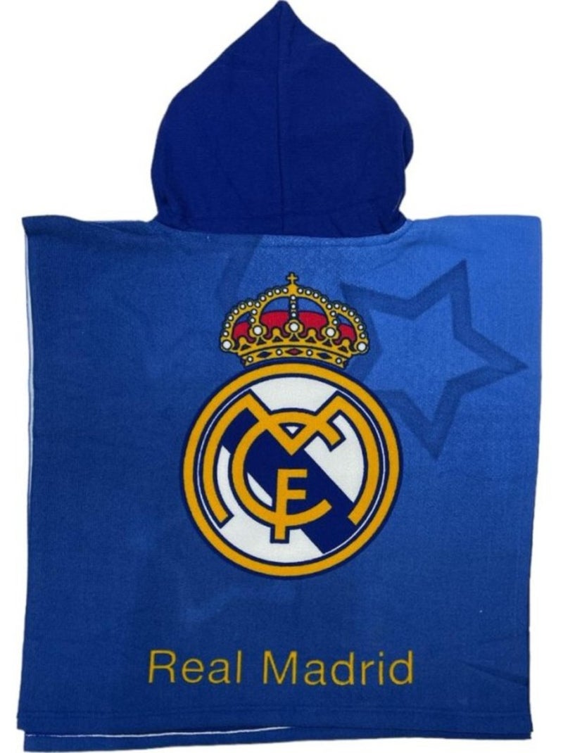 Toalla de baño con capucha real madrid 55x110 cm - poncho de microfibra Azul Amarillo Blanco - Kiabi