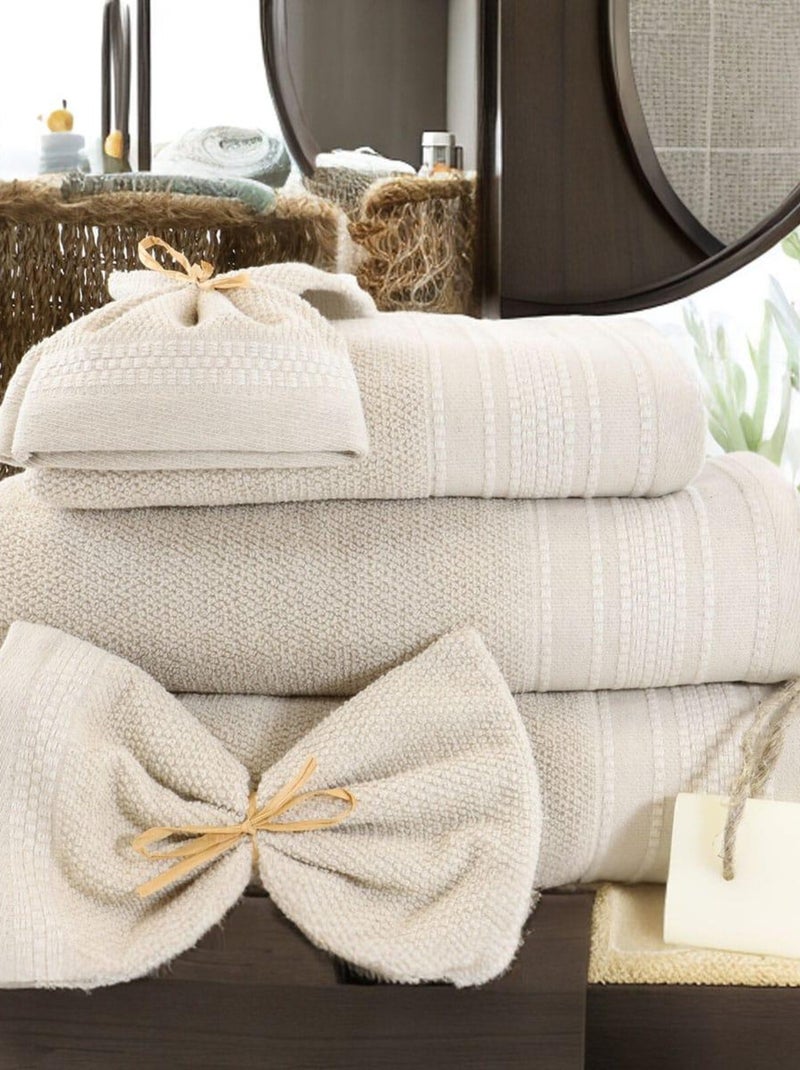 Toalla de baño de algodón lino rizo LINA Beige - Kiabi