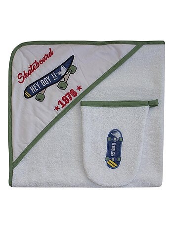 Toalla de baño + guante "SKATE" les Chatounets