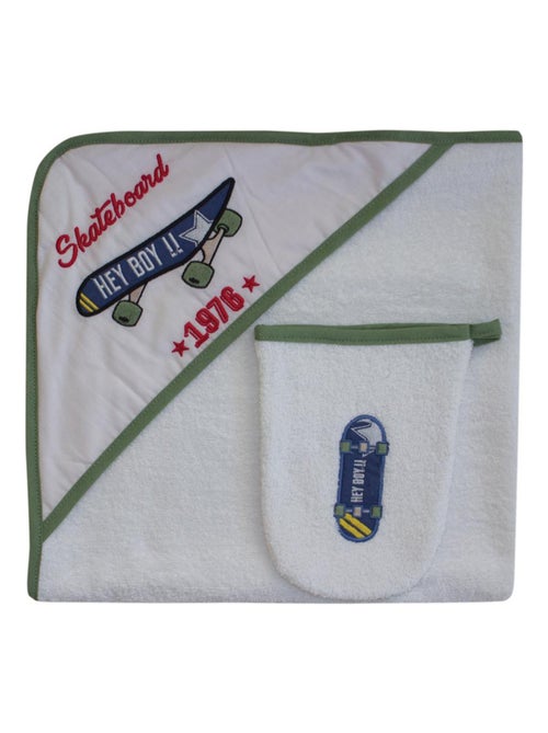 Toalla de baño + guante "SKATE" les Chatounets - Kiabi