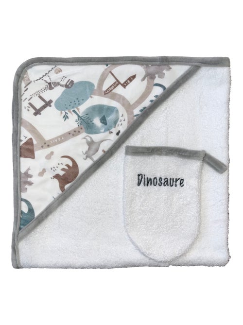Toalla de baño + toallita "DINOSAURIO" LES CHATOUNETS - Kiabi