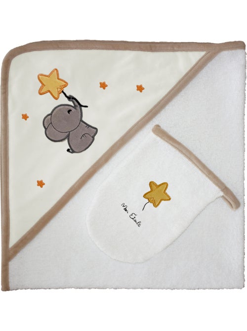 Toalla de baño + Toallita facial "ELEPHANT" Les Chatounets - Kiabi Toalla de baño + Toallita facial "ELEPHANT" Les Chatounets - Kiabi