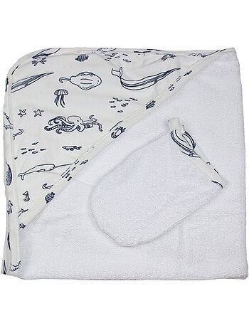 Toalla de baño + Toallita facial "OCEAN" Les Chatounets