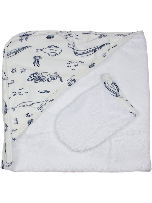Toalla de baño + Toallita facial "OCEAN" Les Chatounets - Kiabi Toalla de baño + Toallita facial "OCEAN" Les Chatounets - Kiabi