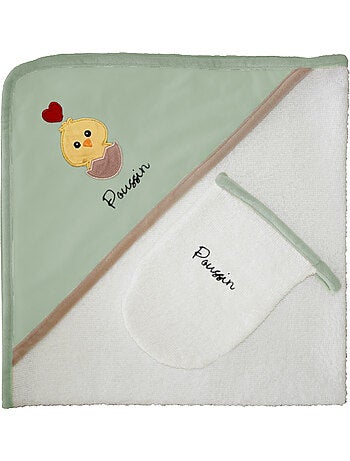 Toalla de baño + Toallita facial "POUSSIN" Les Chatounets
