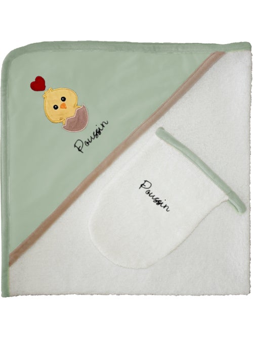 Toalla de baño + Toallita facial "POUSSIN" Les Chatounets - Kiabi Toalla de baño + Toallita facial "POUSSIN" Les Chatounets - Kiabi