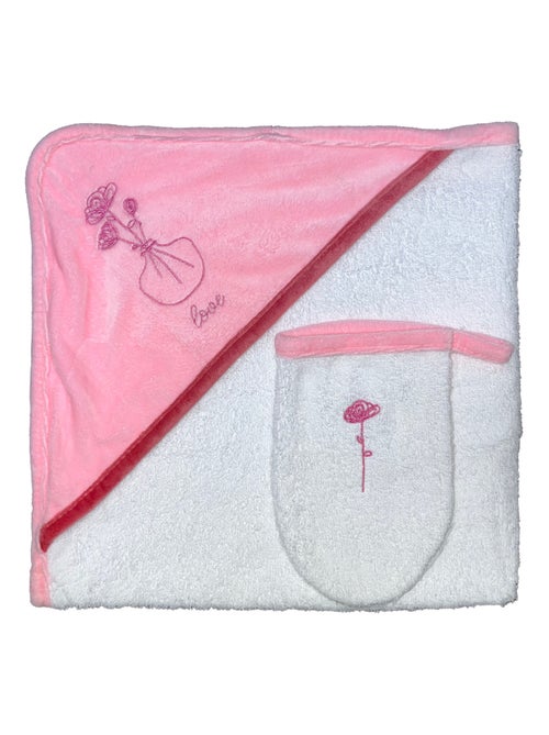 Toalla de baño + toallita "LOVE FLOWER" de LES CHATOUNETS - Kiabi