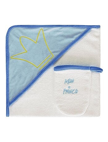 Toalla de baño + toallita "Roi" Les Chatounets