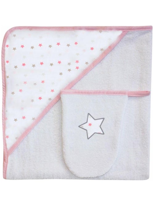 Toalla de baño + toallita ROSA "ESTRELLA" Les Chatounets - Kiabi