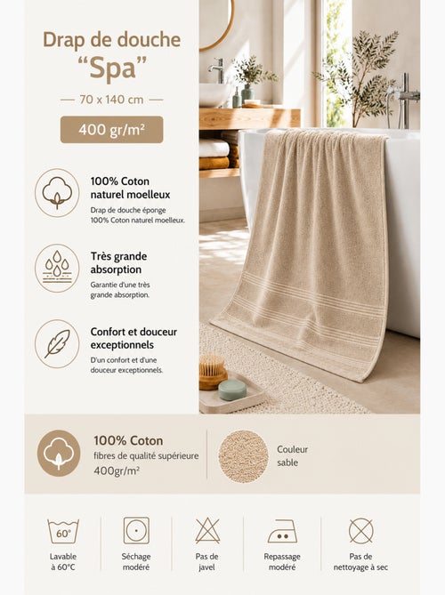 Toalla de ducha spa 100% algodón 400 gr/m² - Kiabi Toalla de ducha spa 100% algodón 400 gr/m² - Kiabi