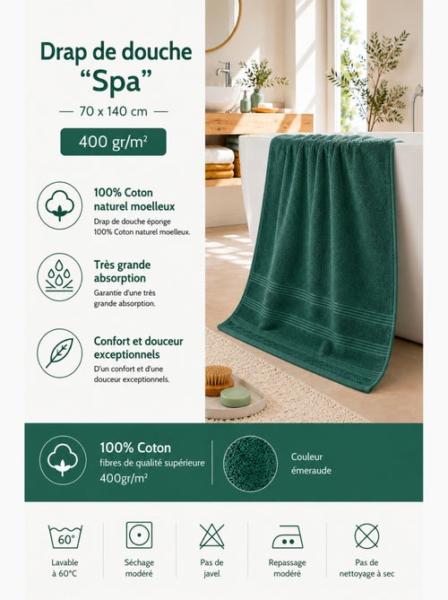 Toalla de ducha spa 100% algodón 400 gr/m² - Kiabi Toalla de ducha spa 100% algodón 400 gr/m² - Kiabi