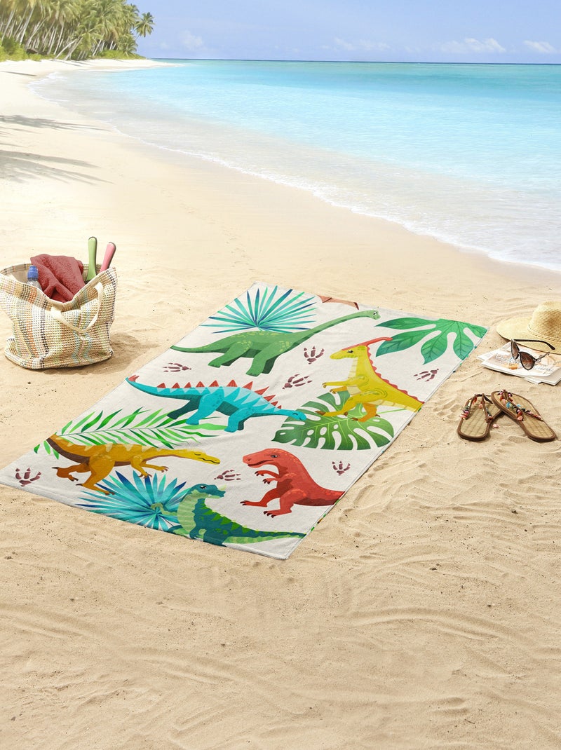 Toalla de playa con estampado de dinosaurios VERDE - Kiabi