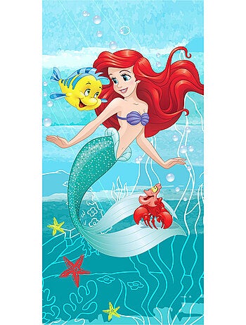 Toalla de playa de algodón estampada ariel princesas disney