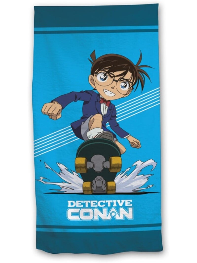 Toalla de Playa Detective Conan 70x140 cm 100% Poliéster | Conan Monopatín Azul Negro Azul - Kiabi