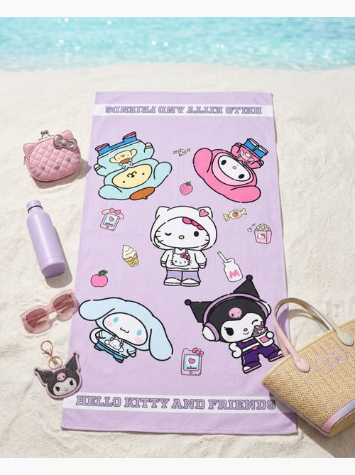 Toalla de Playa Hello Kitty and Friends Sanrio 90x170 cm 100% Algodón | Kuromi Cinnamoroll My Melody - Kiabi