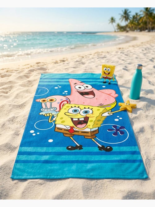 Toalla de Playa Infantil Bob Esponja 70x140 cm 100% Poliéster - Kiabi Toalla de Playa Infantil Bob Esponja 70x140 cm 100% Poliéster - Kiabi