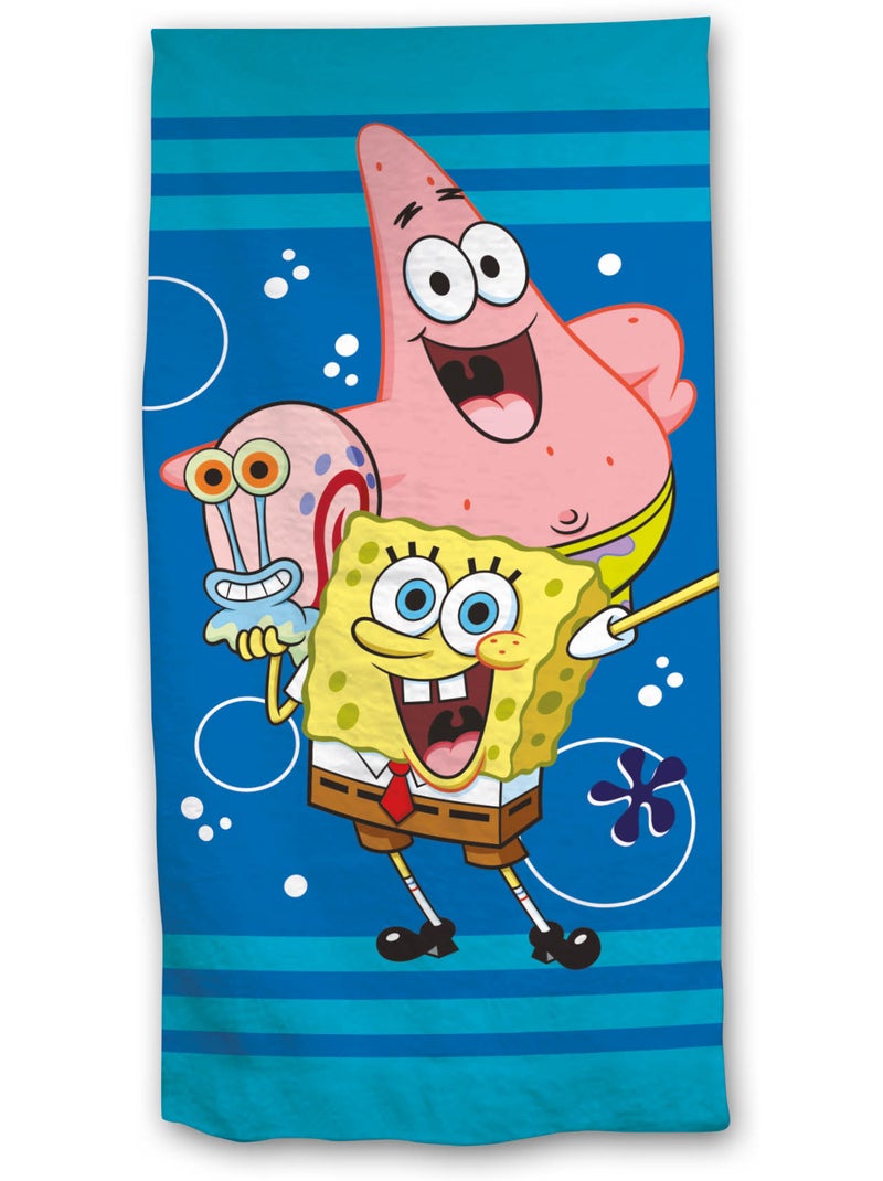 Toalla de Playa Infantil Bob Esponja 70x140 cm 100% Poliéster Negro Azul - Kiabi