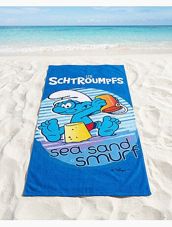 Toalla de Playa Infantil Los Pitufos 70x140 cm 100% Poliéster