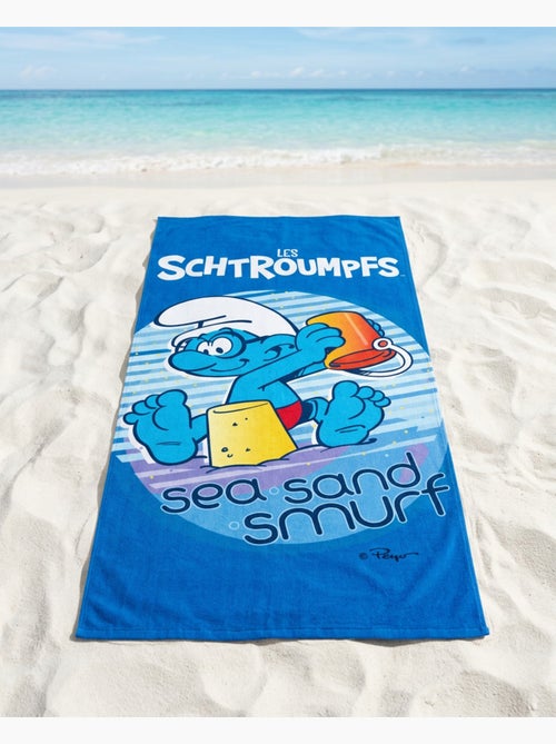 Toalla de Playa Infantil Los Pitufos 70x140 cm 100% Poliéster - Kiabi