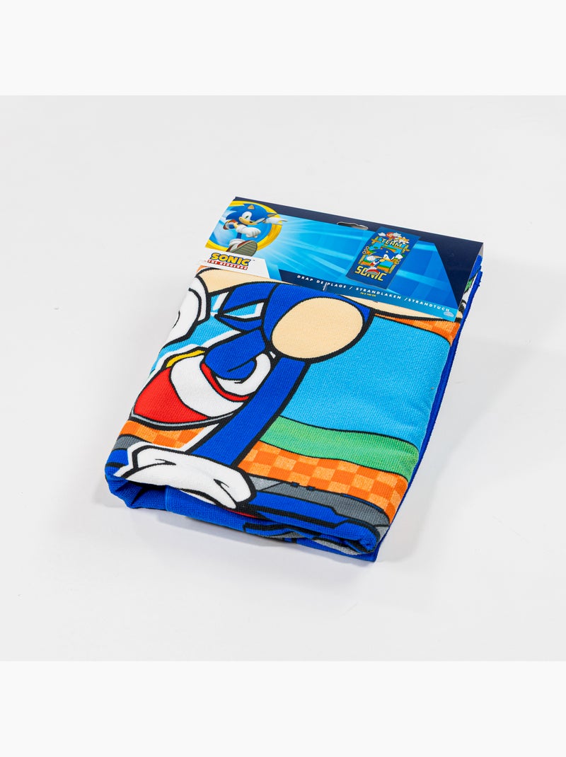 Toalla de Playa Infantil Team Sonic 70x140 cm 100% Poliéster Negro Azul - Kiabi