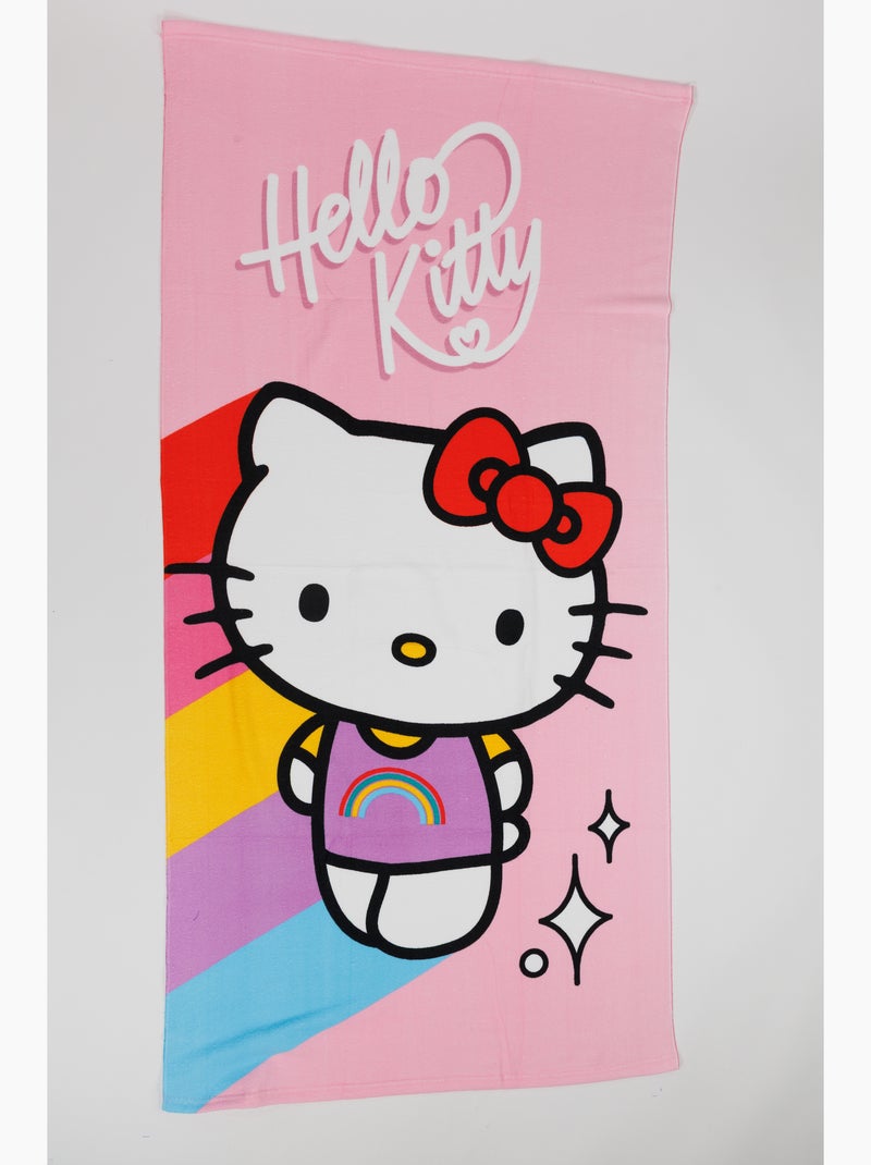 Toalla de Playa Niña Hello Kitty Sanrio 70x140 cm 100% Poliéster Beige/Rosa - Kiabi
