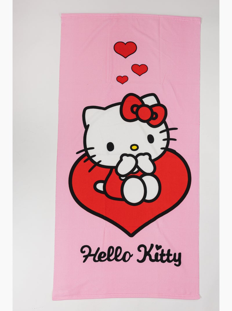 Toalla de Playa Niña Hello Kitty Sanrio 70x140 cm 100% Poliéster Beige/Rosa - Kiabi