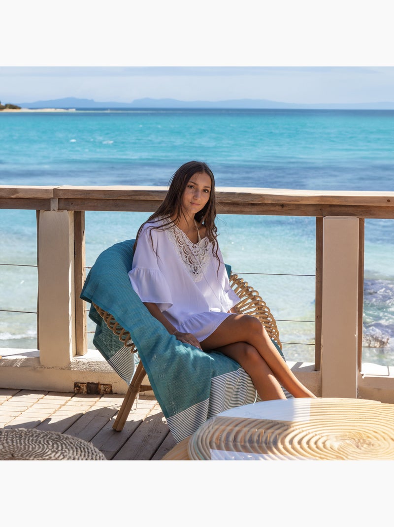 Toalla fouta de algodón reciclado | Reva Azul turquesa - Kiabi