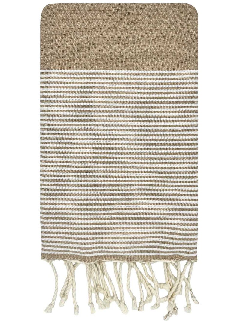 Toalla fouta de algodón reciclado | Reva Beige/Blanco - Kiabi