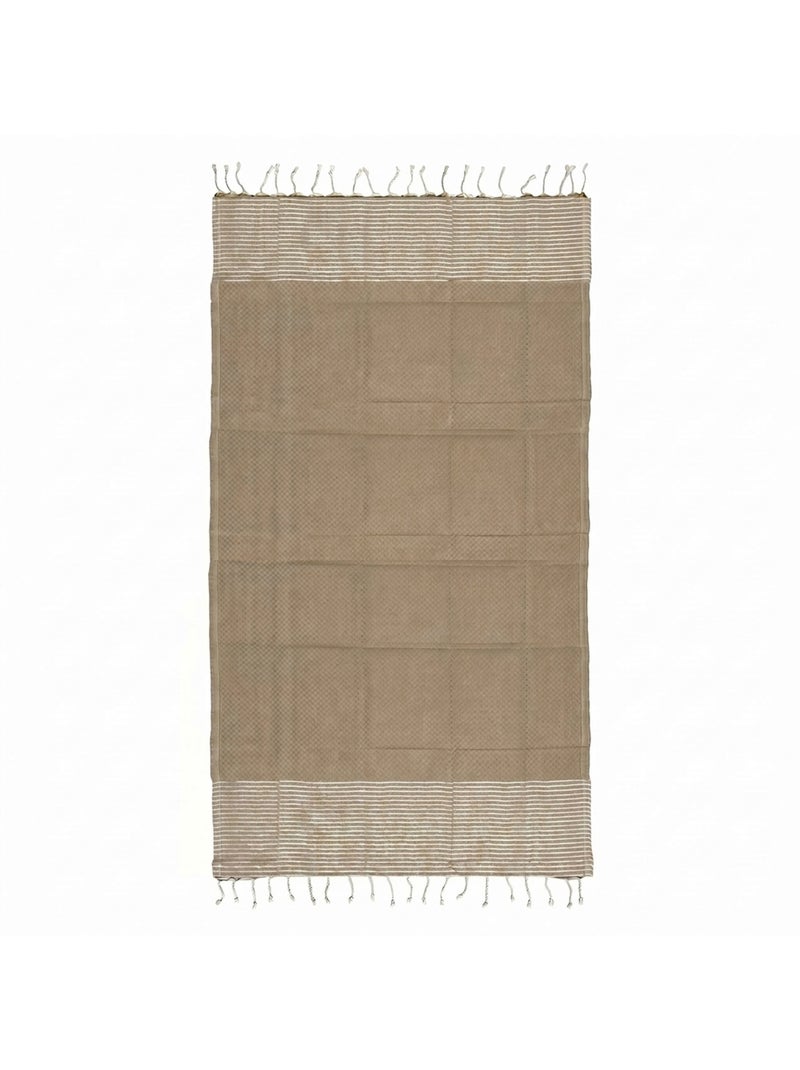 Toalla fouta de algodón reciclado | Reva Beige/Blanco - Kiabi