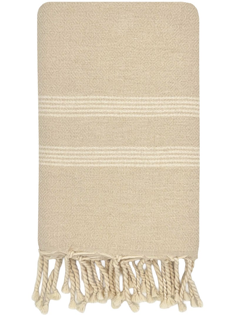Toalla fouta jacquard diamante algodón reciclado sicilia | Reva Beige concha - Kiabi