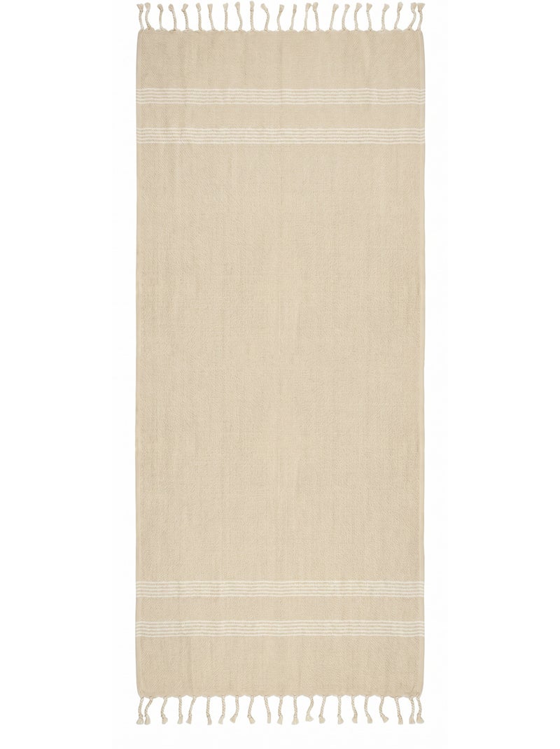 Toalla fouta jacquard diamante algodón reciclado sicilia | Reva Beige concha - Kiabi