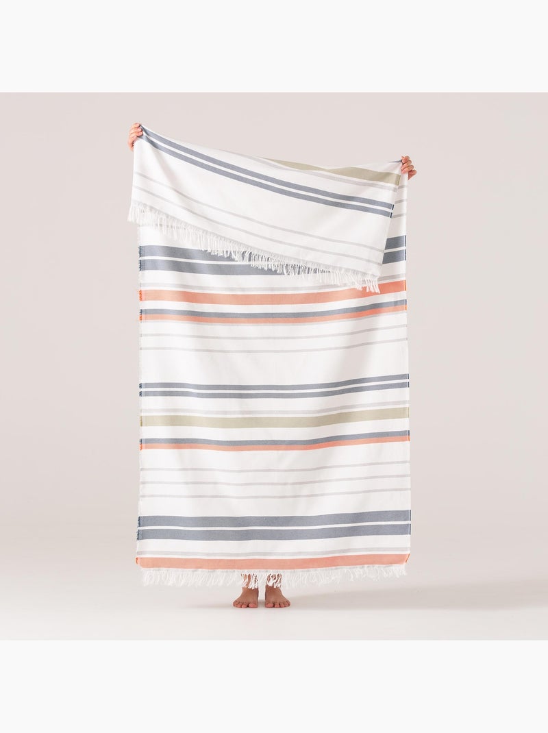 Toalla pareo de playa, tejido en relieve, Fouta - Gamusi. Azul Naranja - Kiabi