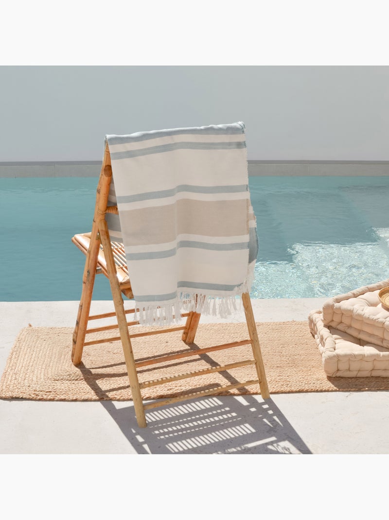 Toalla pareo de playa, tejido en relieve, Fouta - Gamusi. Blanco Azul - Kiabi