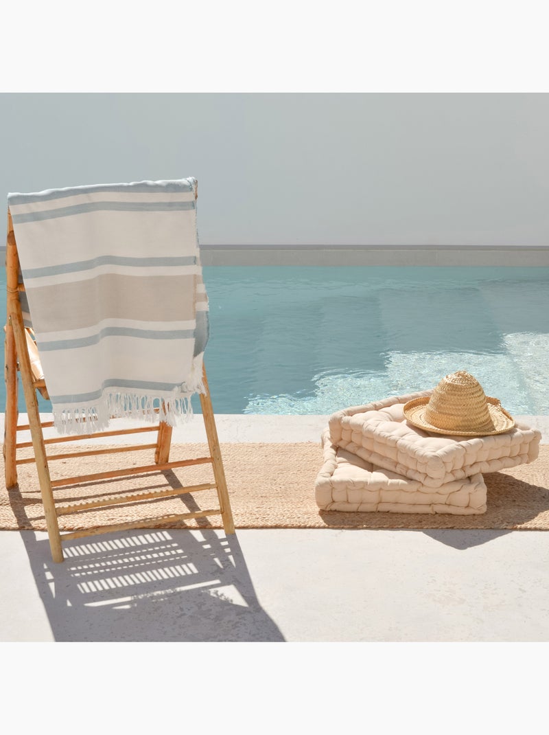 Toalla pareo de playa, tejido en relieve, Fouta - Gamusi. Blanco Azul - Kiabi