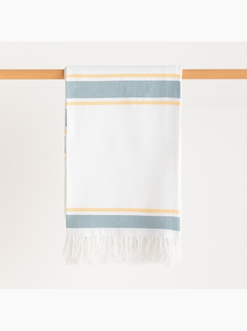 Toalla pareo de playa, tejido en relieve, Fouta - Gamusi. Blanco Verde - Kiabi