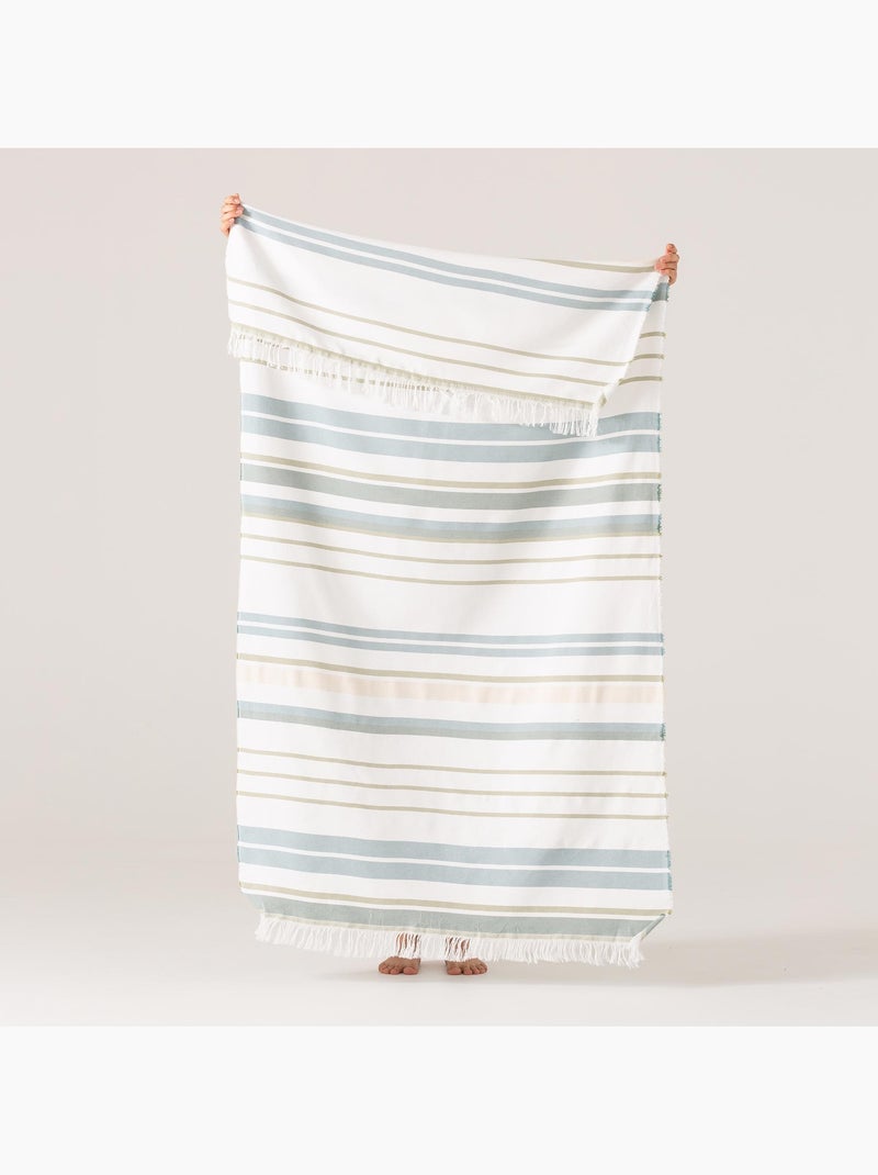 Toalla pareo de playa, tejido en relieve, Fouta - Gamusi. Verde agua - Kiabi