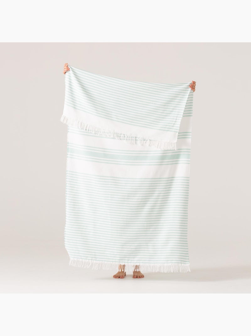 Toalla pareo de playa, tejido en relieve, Fouta - Gamusi. Verde agua - Kiabi
